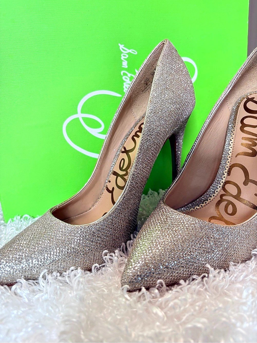 Sam Edelman Hazel Pointed Toe Pump Gold Heels US 8.5